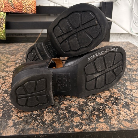 VINTAGE DR MARTENS Black Mary Jane Strap Cross Women's Sz 6 Chunky Platform - Picture 10 of 13